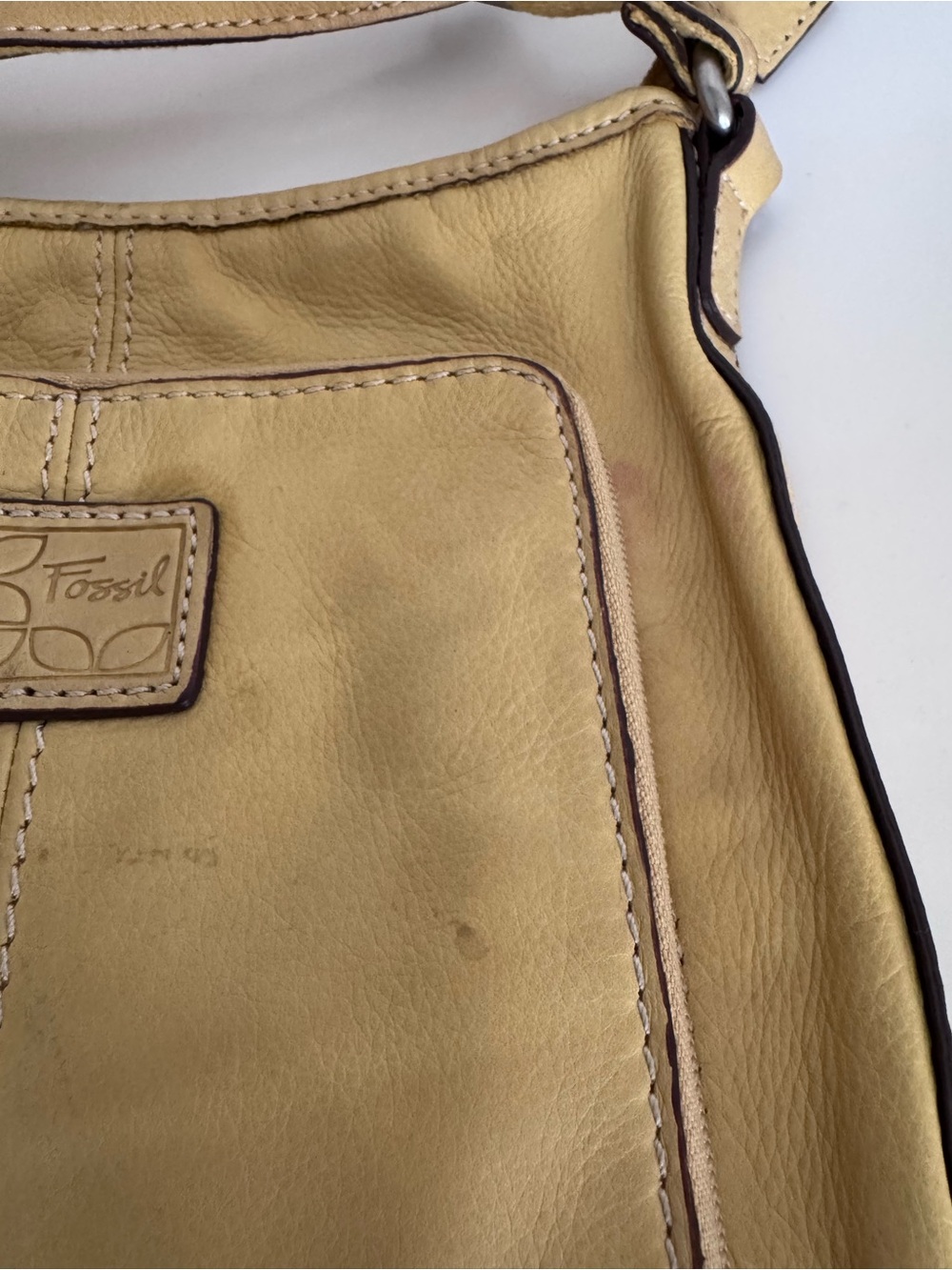 Fossil Butter Yellow Leather Crossbody Bag Y2K Vintage Soft Leather Boho Festiva - Picture 10 of 14